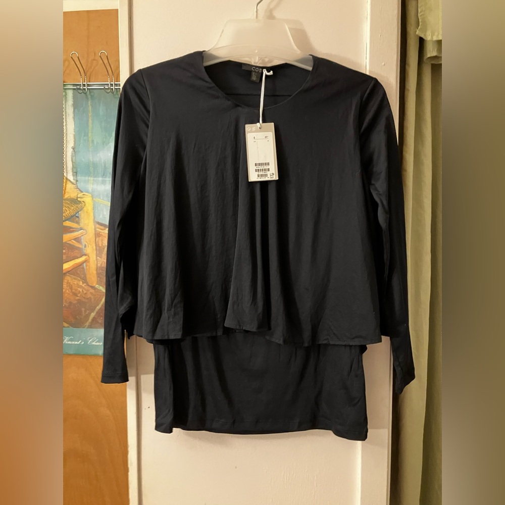 COS Black Layered Long Sleeve Top